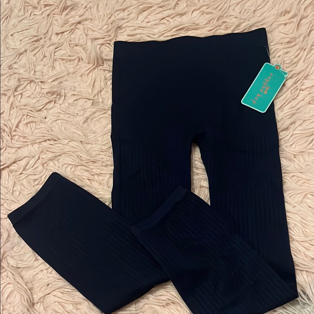 Kids Navy Ribbed Leggings